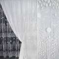 Органза тюль принт дерева з листям білі з напиленням сріблястим, купон, біла, ш.275 оптом