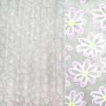Органза тюль принт цветы сиреневые, белая, ш.270 оптом