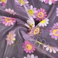 Органза тюль ромашки улыбающиеся сиреневая, ш.270 оптом