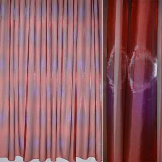 Органза тюль радуга пятна горизонтальные фиолетовые, красная темная, ш.285 оптом