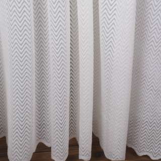 Тюль сетка жаккард зигзаг кремовый, ш.300 оптом