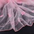 Органза тюль с вышивкой петлевидной цветы, розовая, ш.275 оптом