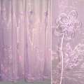 Органза тюль з вишивкою, вирізаними квітами з круглим пелюсткою, фіолетова світла, ш.280 оптом
