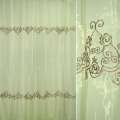 Органза тюль з вишивкою квітковий орнамент бронзовий, салатова ш. 270 оптом