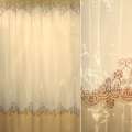 Органза тюль з вишивкою квітковий орнамент бронзовий, перехід коричнево-бежева, ш.275 оптом
