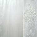 Органза тюль з нашитою тасьмою капронової з метанітью квіти, біла, ш.275 оптом