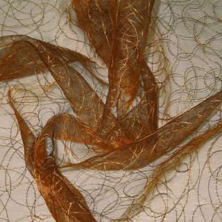 Органза тюль з вишивкою павутинка, коричнева, ш.280 оптом