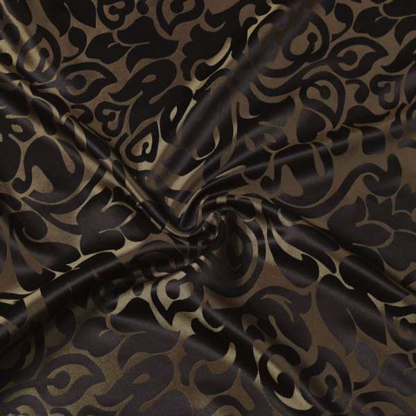 Атлас жакард 2-х-стор. для штор тюльпани великі модерн коричневий темний, ш.280 оптом