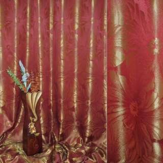 Жаккард двухсторонний цветок крупный красный, ш.280 оптом