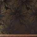 Атлас жакард 2-х-стор. для штор квітка великий коричневий темний, ш.280 оптом