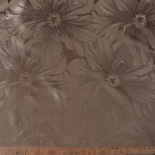 Атлас жакард 2-х-стор. для штор квітка великий коричневий світлий, ш.280 оптом