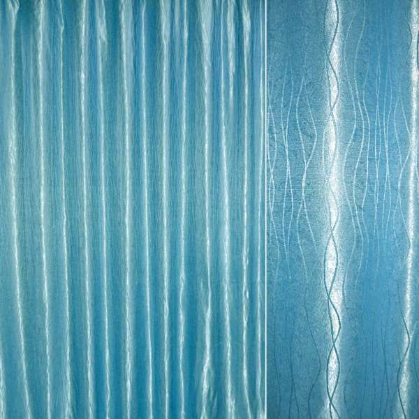 Атлас жакард для штор хвилі блакитний, ш.280 оптом