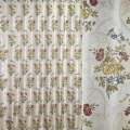 Жакард для штор квітковий букет бежево-синій на кремовому тлі, ш.280 оптом