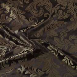 Атлас жакард 2-х-стор. для штор листя аканта коричневий темний, ш.280