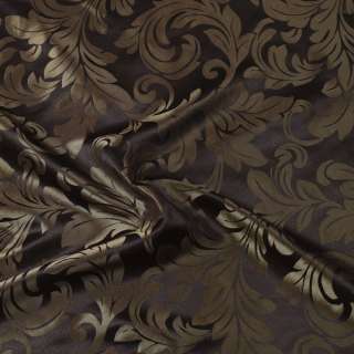 Атлас жакард 2-х-стор. для штор листя аканта коричневий темний, ш.280 оптом