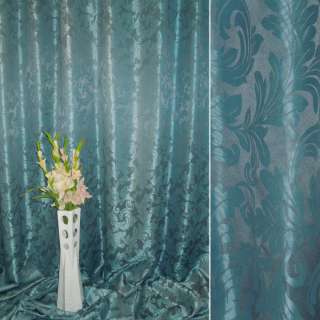 Жаккард двухсторонний листья аканта серо-голубой, ш.280 оптом