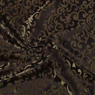 Атлас жакард 2-х-стор. для штор іспанський дворик невеликий коричневий темний, ш.280 оптом