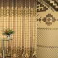 Жакард з метаниткою для штор орнамент купон коричнево-персиковий, ш.270 оптом