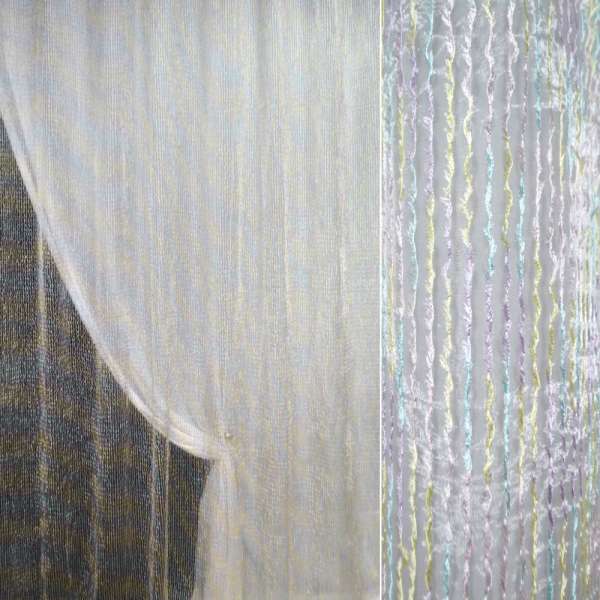 Органза тюль травка желто-сиреневая, желтая светлая, ш.275 оптом