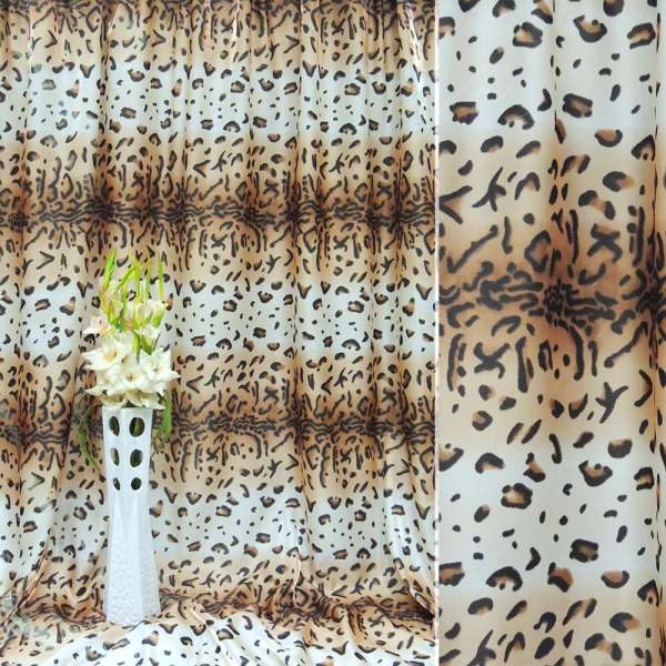 Кристаллон для штор полосы леопардовыев бежево-белые, коричневые, ш.280 оптом
