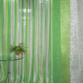 Лен жаккард облегченный для штор полосы зеленая, салатовая, кремовая ш.300 оптом