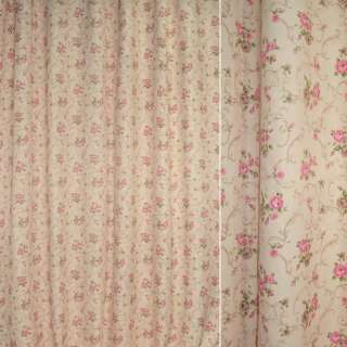 Софт блэкаут цветы завитки розово-бежевые на персиковом фоне, ш.275 оптом