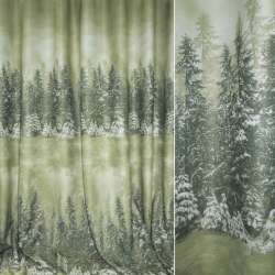 Софт блэкаут лес зимний купон двойной зеленый бледный, ш.280