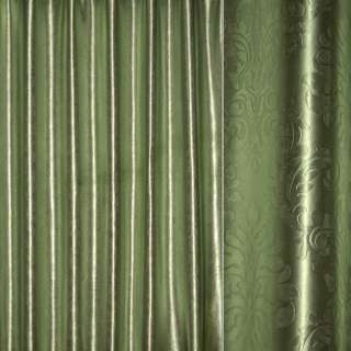 Атлас блэкаут тиснение крупный испанский дворик зеленый светлый, ш.280 оптом