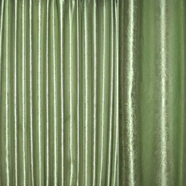 Атлас блэкаут тиснение мелкий испанский дворик зеленый светлый, ш.275 оптом