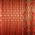Фукра з метаниткою для штор орнамент бутон золотистий на червоному тлі, ш.280 оптом