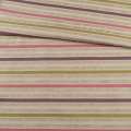 Жаккард мебельный полоски розовые, фиолетовые, горчичные на песочном фоне, ш.140 оптом