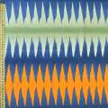 Хлопок искусственный интерьерный полоска-зигзаг синя, зеленая, оранжевая, ш.150 оптом