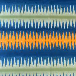 Хлопок искусственный интерьерный полоска-зигзаг синя, зеленая, оранжевая, ш.150