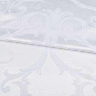 Жаккард скатертный крупные завитки белый, ш.320 оптом