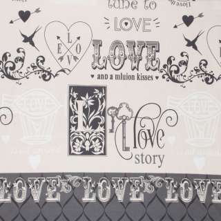 Бязь набивна бежева світла, Love story, ш.220 оптом