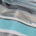 Органза жаккардовая тюль полосы атласные фактурные серо-голубые, бирюзовые, молочная, ш.150 оптом