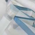 Вуаль тюль жаккард полосы атласные серо-синие, молочная, ш.150 оптом