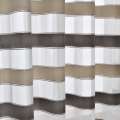 Вуаль тюль жаккард полосы атласные коричнево-бежевые, белая, ш.150 оптом