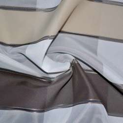 Вуаль тюль жаккард смуги атласні коричнево-сірі, оливково-бежеві, біла, ш.150