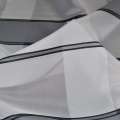 Вуаль тюль шифон полоски атласные серые, белая, ш.150 оптом