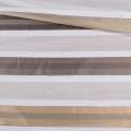 Вуаль тюль жаккард полоски атласные коричневые, белая без утяжелителя, ш.148 оптом