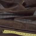 Вуаль тюль шифон полоски ниточные густые, коричневая с утяжелителем, ш.300 оптом
