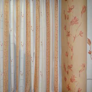 Полуорганза деворе тюль полосы с цветами персиковые, кремовые, молочная, ш.295 оптом