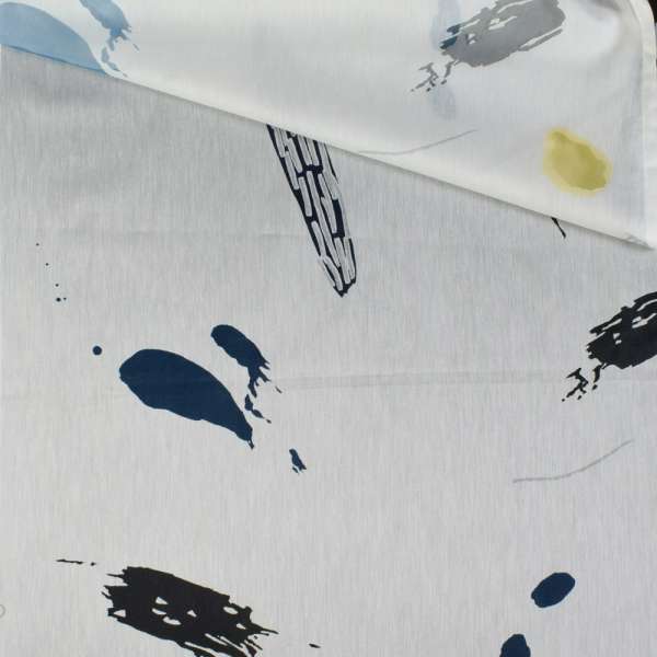 Напіворганза деворе тюль абстрактний малюнок синьо-жовто-чорний, білий, ш.280 оптом