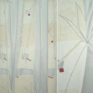 Органза деворе тюль абстракція, гілочка пальмова, біла, ш.290 оптом