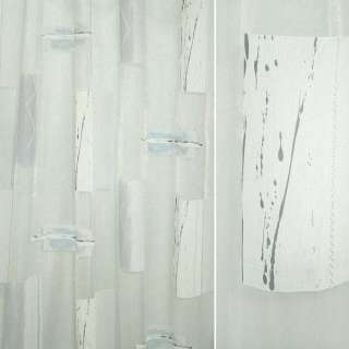 Органза деворе тюль квадраты абстрактный рисунок серая, белая, ш.290 оптом