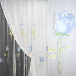 Органза деворе тюль троянди блакитні, біла, ш.290 оптом