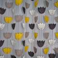 Органза деворе тюль тюльпаны черно-белые, желтые, белая, ш.275 оптом