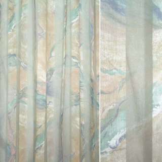Органза деворе тюль полосы с разводами сине-зеленые, персиковая, ш.295 оптом