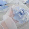 Органза деворе тюль цветы синие, молочная, ш.280 оптом